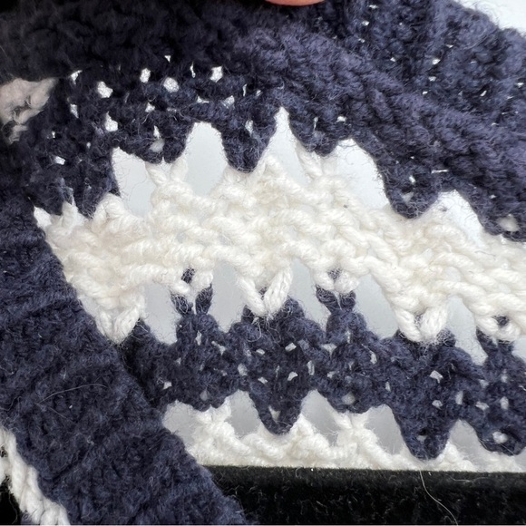 Loft Striped Ribbed Open Knit Roundneck Long Sleeve Casual Popover Sweater - Picture 5 of 9